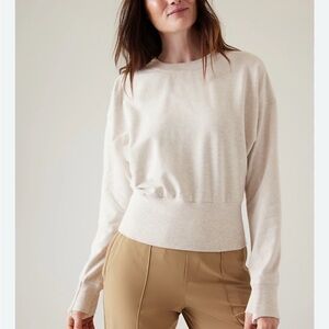 Athleta Retroterry Crowneck Sweatshirt Cream Size L